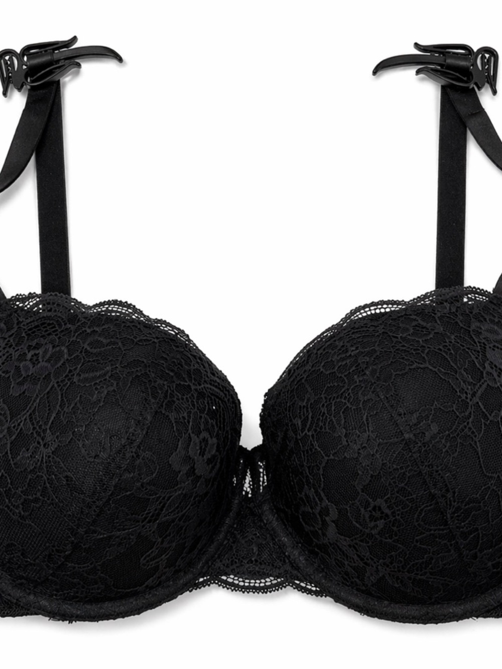 No Boundaries Black Lace Push-Up Bra - Medium Lift Plunge